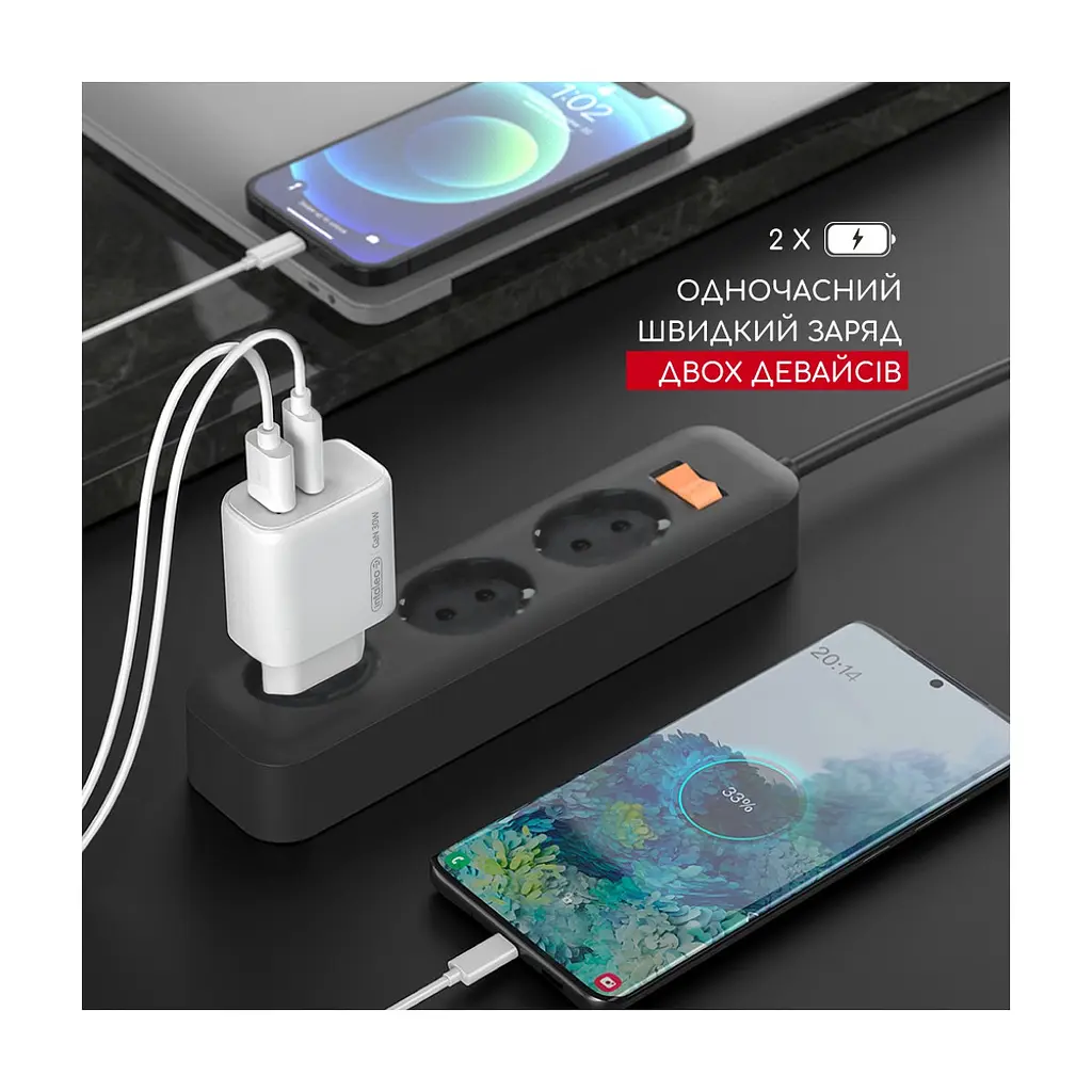 Зарядний пристрій Intaleo 30W GAN USB-C PD+USB-A QC 3.0 white (1283126578274) - фото 6