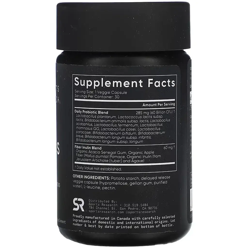 Комплекс пробіотиків Sport Research Daily Probiotics with Prebiotics 60 Billion CFU 30 веганських капсул - фото 2