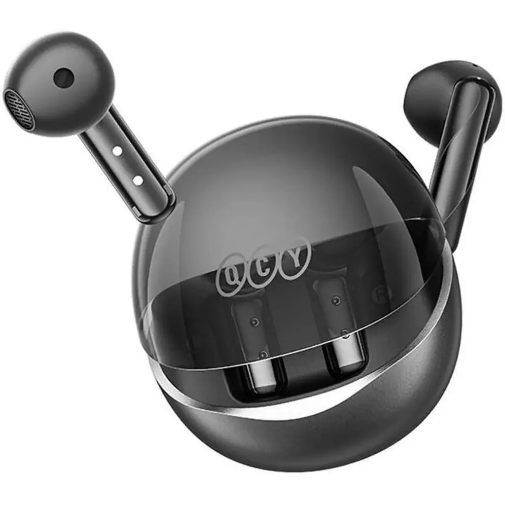 Навушники в кейсі - бездротові Xiaomi QCY T32 AilyBuds Clear TWS чорні - фото 3