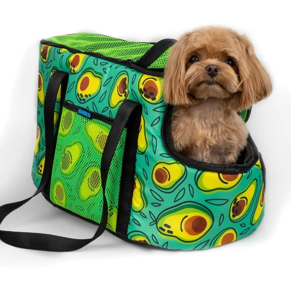 Сумка-переноска для кошек и собак Barksi размер M 45х25х25 см авокадо зеленая - фото 6