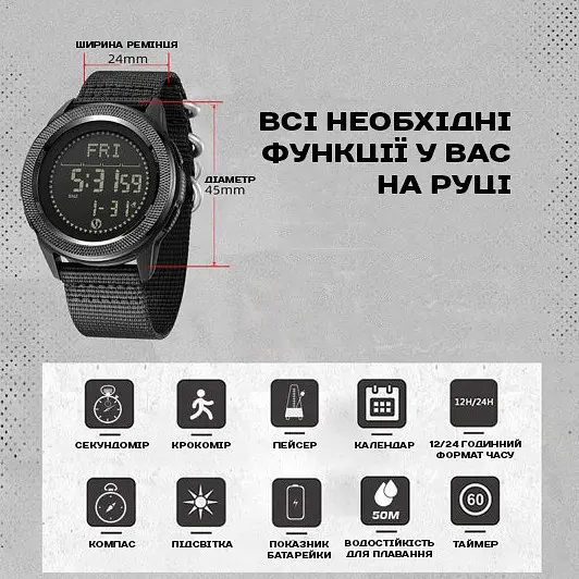 Годинник North Edge Nexus Rubber з компасом, 2 ремінці - фото 5