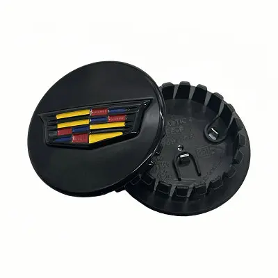 Cadillac wheel cap 67 x 55 x 15 mm Black logo on a black background plastic 1 pc (OEM 9597375) - фото 2