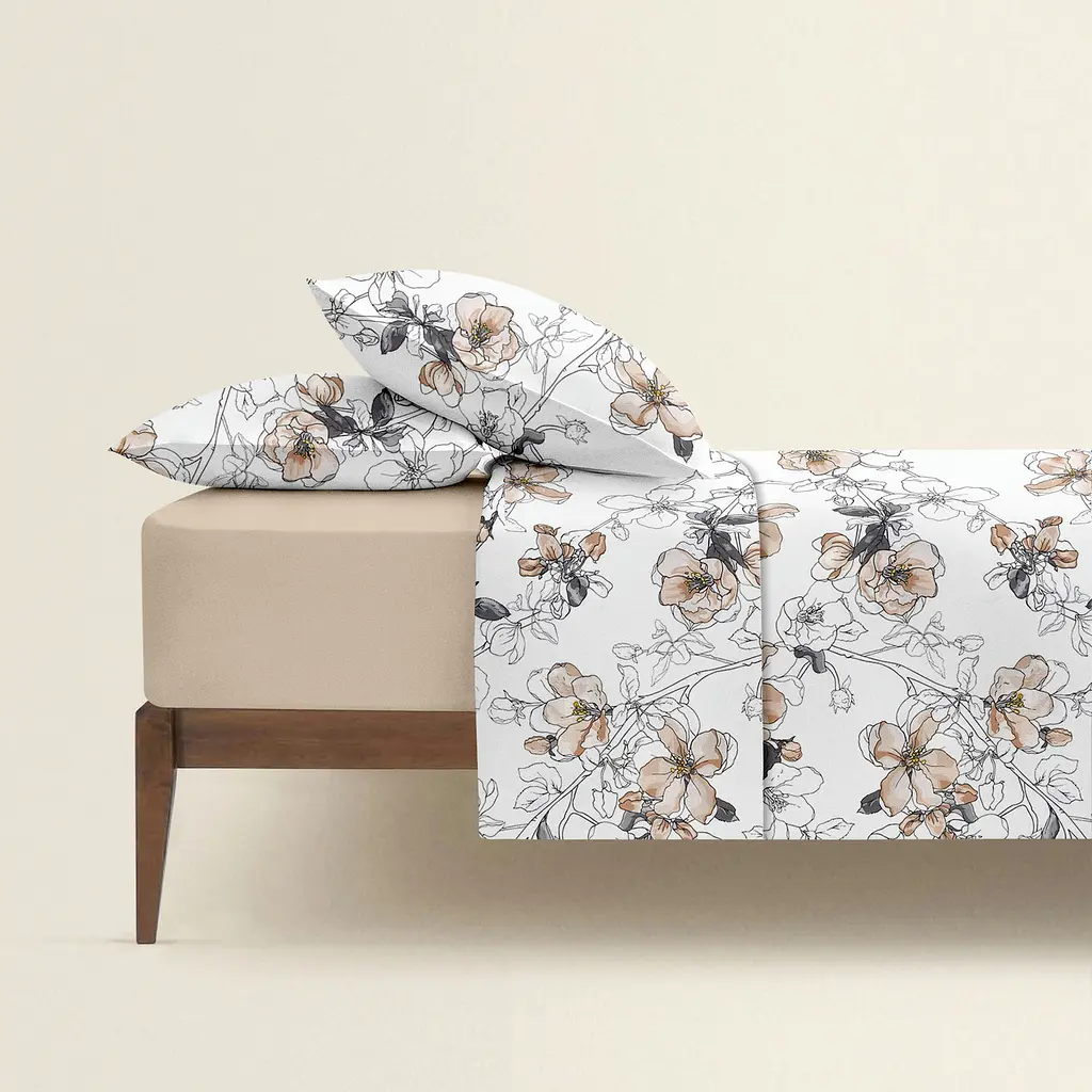 Комплект постельного белья Cosas Exotic flowers CS2 Семейный бежевый (FlowersBeigeWhite_Magnolia12_160x2) - фото 2