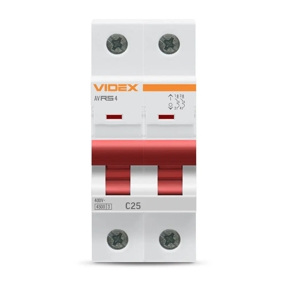 Автоматичний вимикач RS4 2п 25А С 4,5кА VIDEX RESIST VIDEX (26517-000) - фото 2