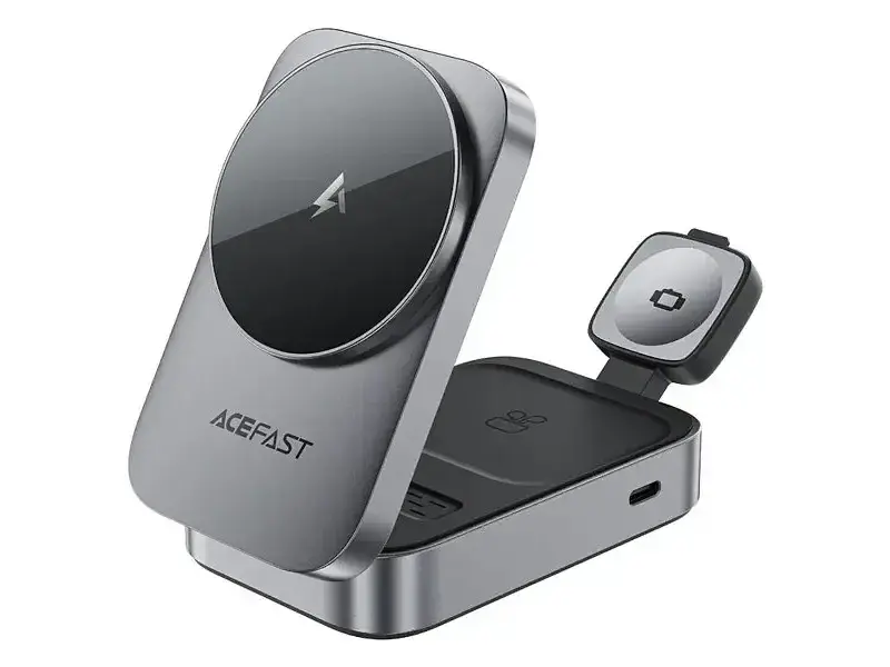 Бездротовий зарядний пристрій Acefast E22 Desktop 3-in-1 Metal Gray (6974316284079)