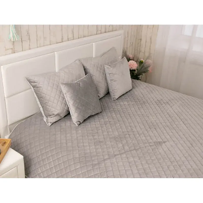 Покривало Руно двостороннє декоративне Velour Grey ромб 220х240 см (330.55_Grey ромб) - фото 2