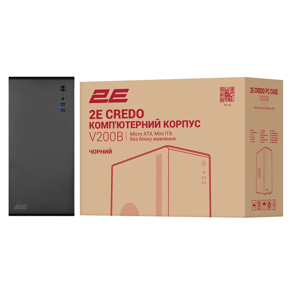 2E Корпус 2E Credo V200B без БЖ, 2xUSB3.0, 1x80мм, VGA 250мм, mATX, чорний - фото 10