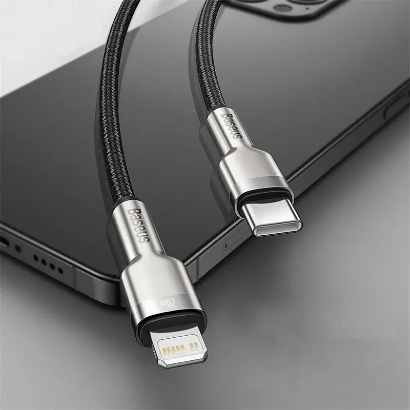 Дата кабель Baseus Cafule Metal Type-C to Lightning PD20W (1m) (CATLJK-A) Чорний - фото 2