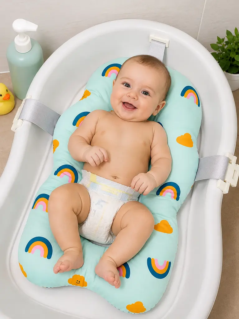 Матрацик для купання новонародженого 0+ м'яка анатомічна гірка-підтримка для немовляти у ванночці - фото 4