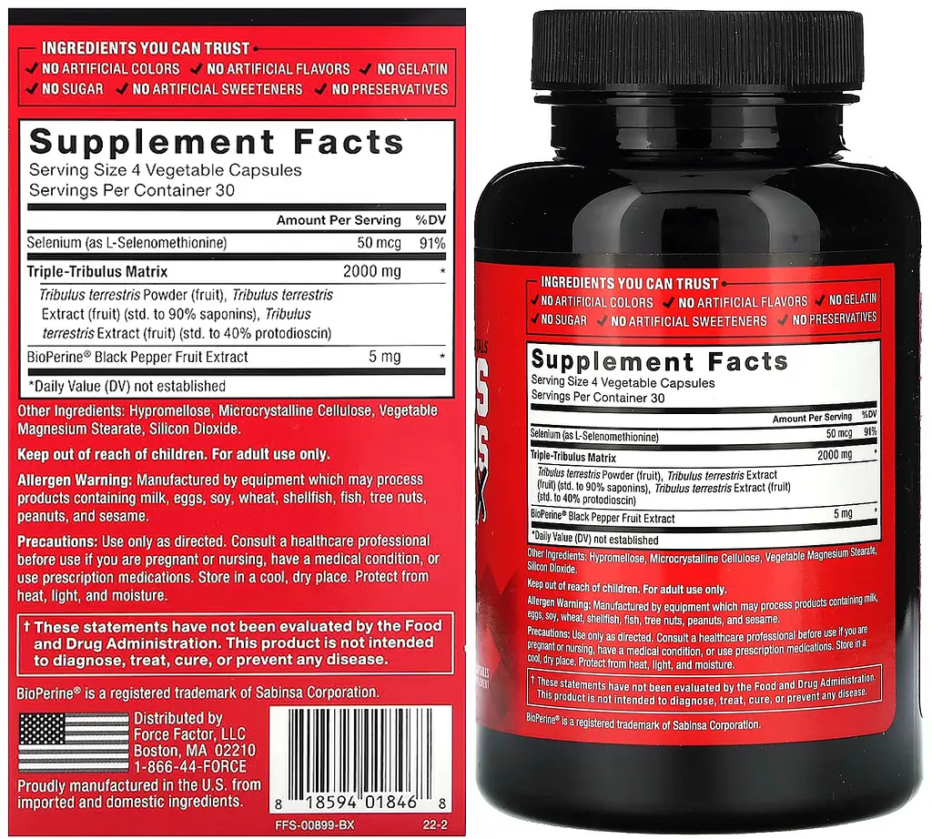 Якірці стираючі макс (Tribulus Terrestris Max) 120 капсул підвищують вироблення тестостерону Force Factor Fundamentals - фото 4