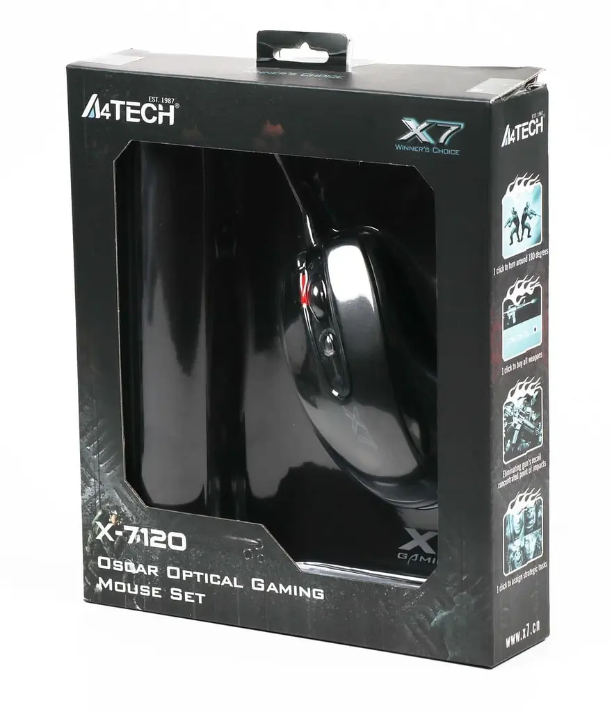 Комплект (Миша та Килим) A4Tech X-710BK USB Black + X7-200MP Black (X-7120) (X-7120 - 1) - фото 4