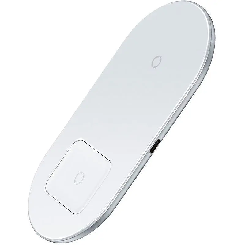 Бездротовий зарядний пристрій Baseus Simple 2 in 1 (Phone + Pods) 18W WXJK-02 White - фото 2
