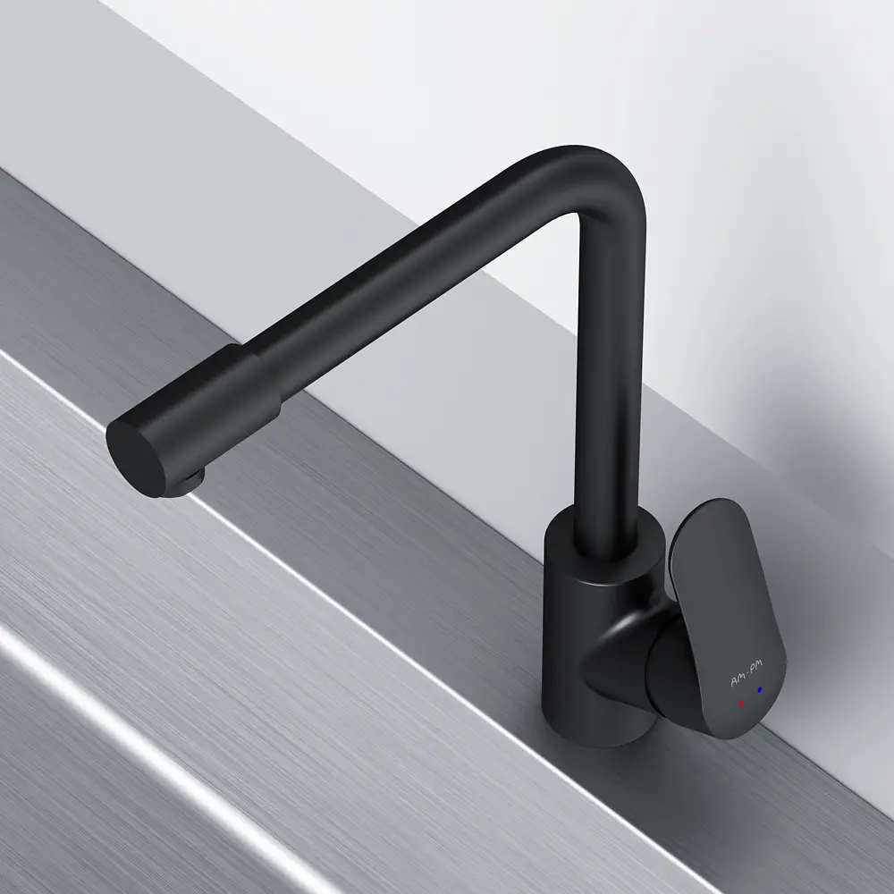 Смеситель для кухни на две воды Am.Pm Like L-излив black matt F8005722 Черный матовый - фото 5