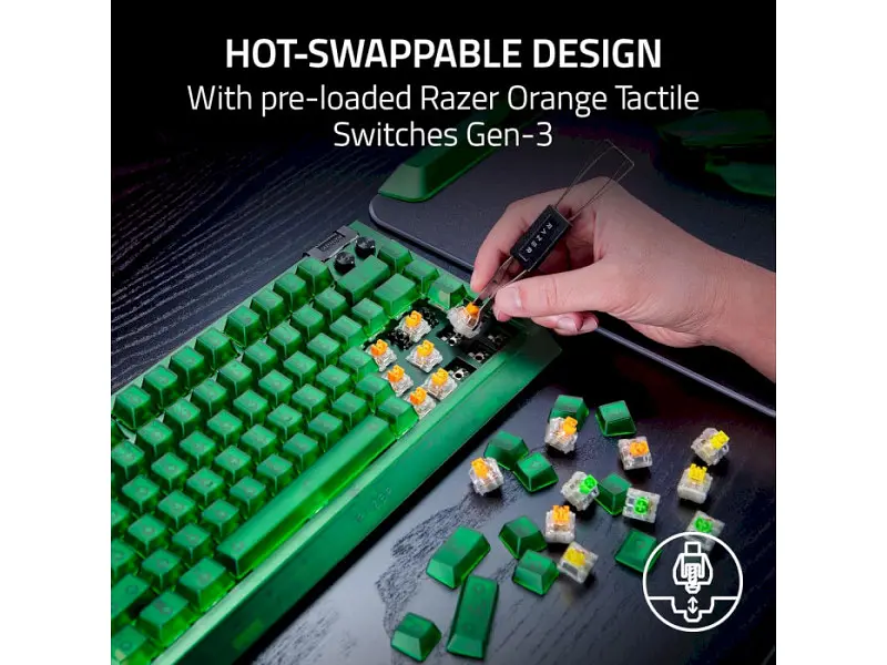 Клавіатура Razer BlackWidow V4 75% Phantom Green Edition (RZ03-05003300-R3M1) - фото 12