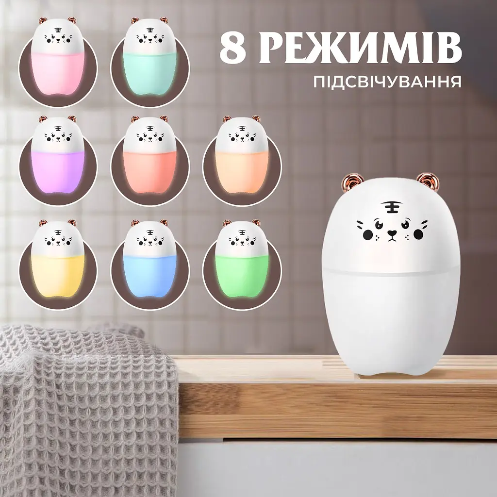 Зволожувач повітря для дитячої кімнати Ведмедик 220 мл, білий Happy Life HPBH17201W - фото 7
