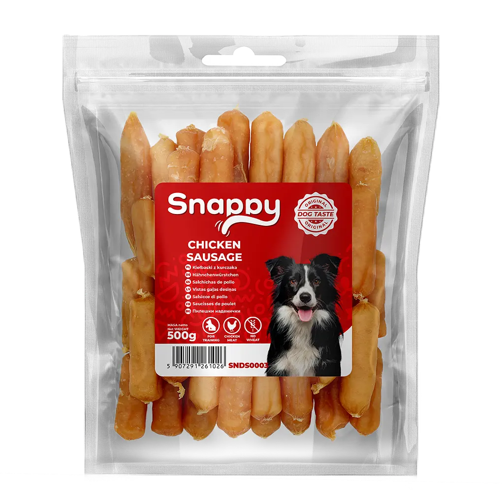 Ласощі для собак SNAPPY DOG SNACKS SAUSAGES Сосиски з курки, 500 г - фото 3