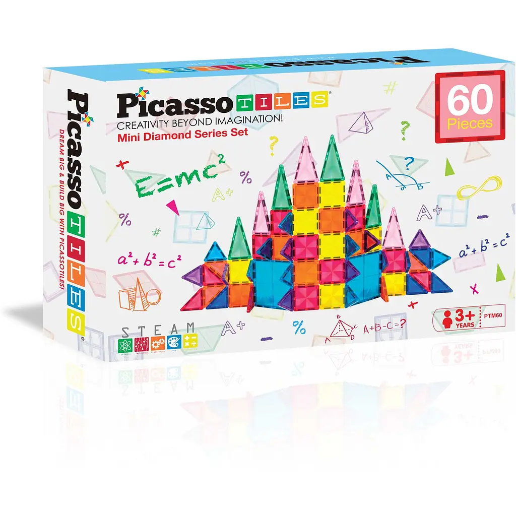 Конструктор магнитный Picasso Tiles Mini Diamond Series Set 60 деталей (PTM60) - фото 4