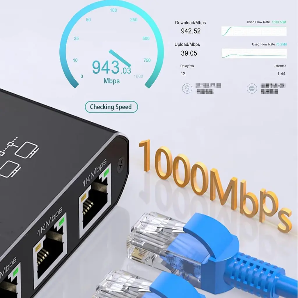 Мережевий розгалужувач RJ45 Gigabit Ethernet 1 в 4 порти 1000 Мбіт/с - фото 7