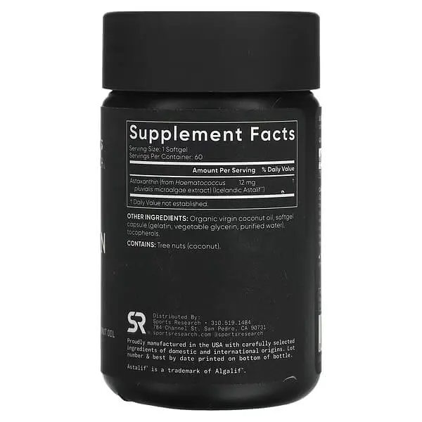 Астаксантин Astaxanthin Triple Strength 12 mg 60 рідких капсул Sports Research vit0006553 - фото 2