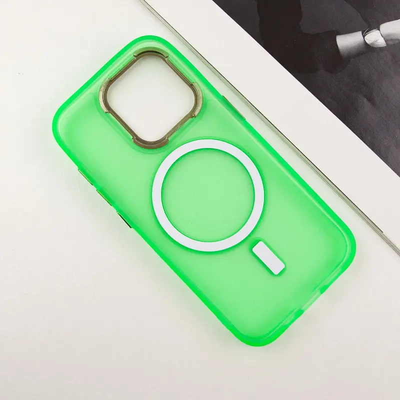 Чохол TPU+PC Lily with MagSafe для Apple iPhone 15 Pro (6.1) Neon Green - фото 4