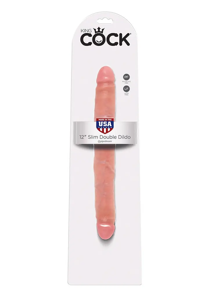 Двосторонній фалоімітатор King Cock Slim Double 30 см тілесний - фото 4