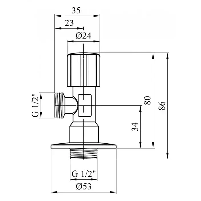 Кран приборный угловой Karro KR-03019 латунь 1/2"х1/2" Хром 30412 - фото 2