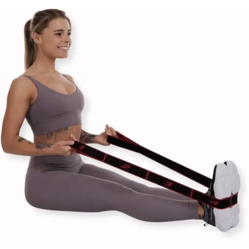 Гумка для фітнесу Queenfit з петлями 86.5 x 4 см чорно-червона - фото 8