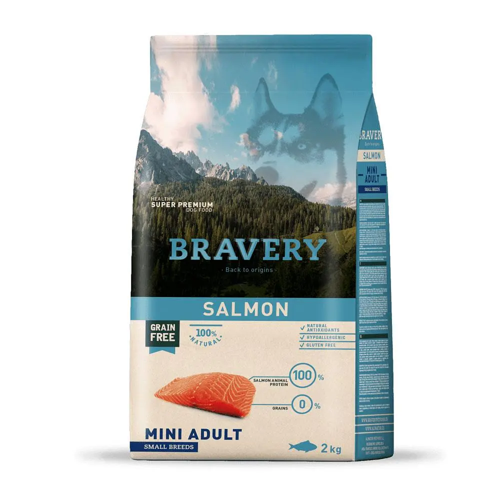 Сухий корм для собак дрібних порід BRAVERY Salmon Mini Adult з лососем 2 кг