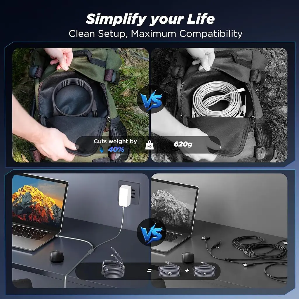 Кабель No Brand Hugener 2в1 Starlink Mini для заряджання DC/USB-C 15 м Сірий (2881818527) - фото 8