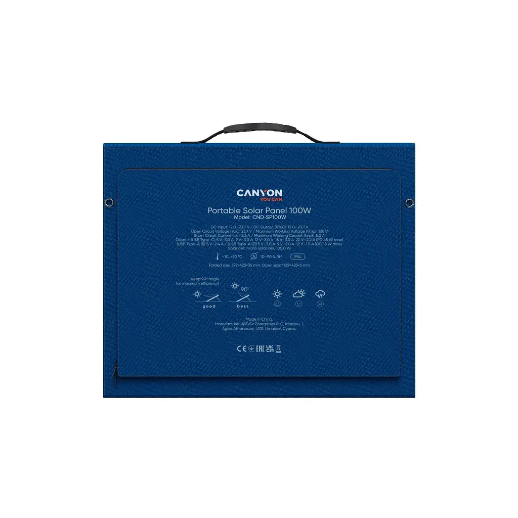 Портативна сонячна панель Canyon CND-SP100W - фото 9