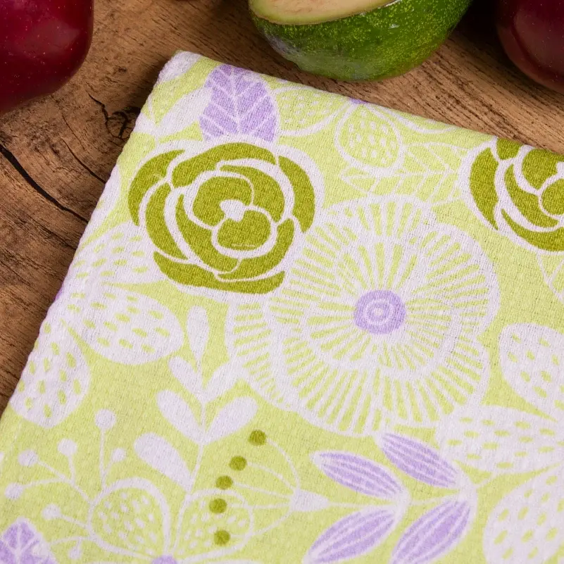 Полотенце вафельное MirSon №504 Waffle Salad flowers 50х30 см (2200006723448) - фото 2