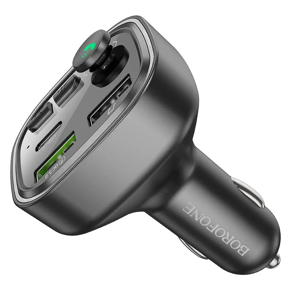 Автомобільний зарядний пристрій Borofone BC48 2 USB/Type-C/QC 18W з FM-модулятором (USB/TF card/bluetooth) чорний - фото 5