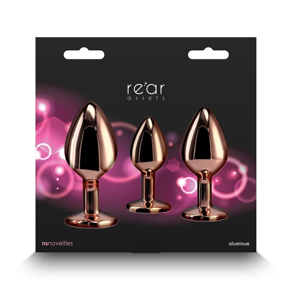 Набір анальних пробок NS Novelties Rear Assets - Trainer Kit - Rose Gold - фото 4