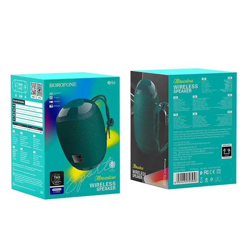 Портативна акустика Borofone BR6 Miraculous sports wireless speaker зелена - фото 2