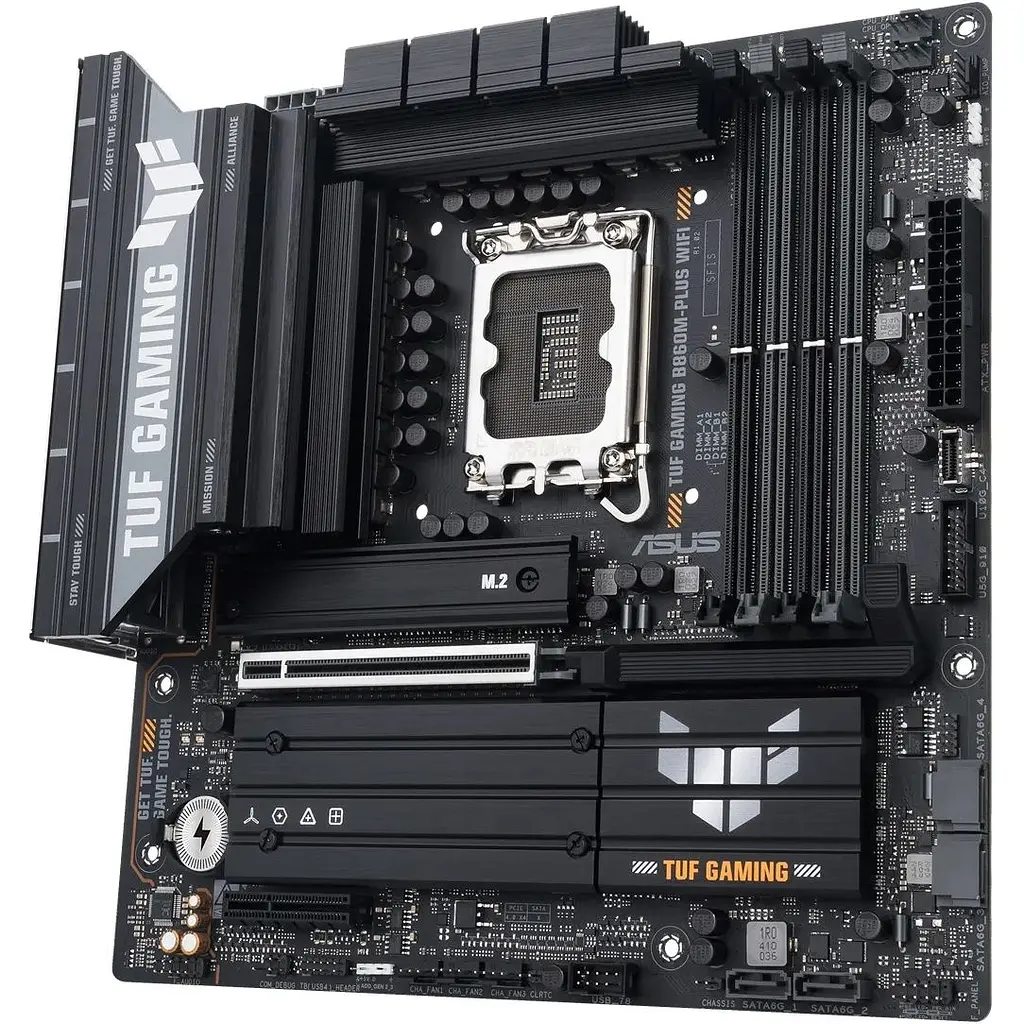Материнская плата Asus TUF Gaming LGA1851, B860M-PLUS WIFI, B860, 4xDDR5, 1xPCI-E 5.0 x16, 1xPCI-E 4.0 x4, 4xSATA3, 3xM.2, Realtek 7.1, Realtek 2.5Gb, WiFi 7, Bluetooth 5.4, HDMI/DP/Type-C, MicroATX - фото 4