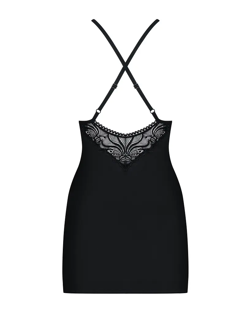 Пеньюар Obsessive 828-CHE-1 Chemise & Thong Black L/XL - фото 4
