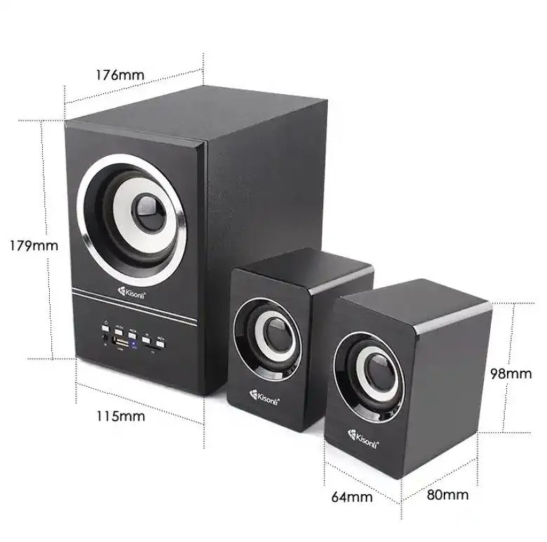 Компьютерные колонки 2.1 Kisonli U2700BT, Bluetooth, AUX, 5W+2x3W - фото 6
