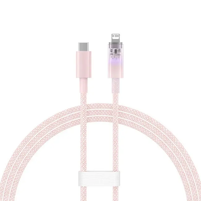 Кабель Baseus Explorer Series Fast Charging Cable with Smart Temperature Control Cable Type-C to Lightning 20W 1m CATS010204 Pink - фото 2