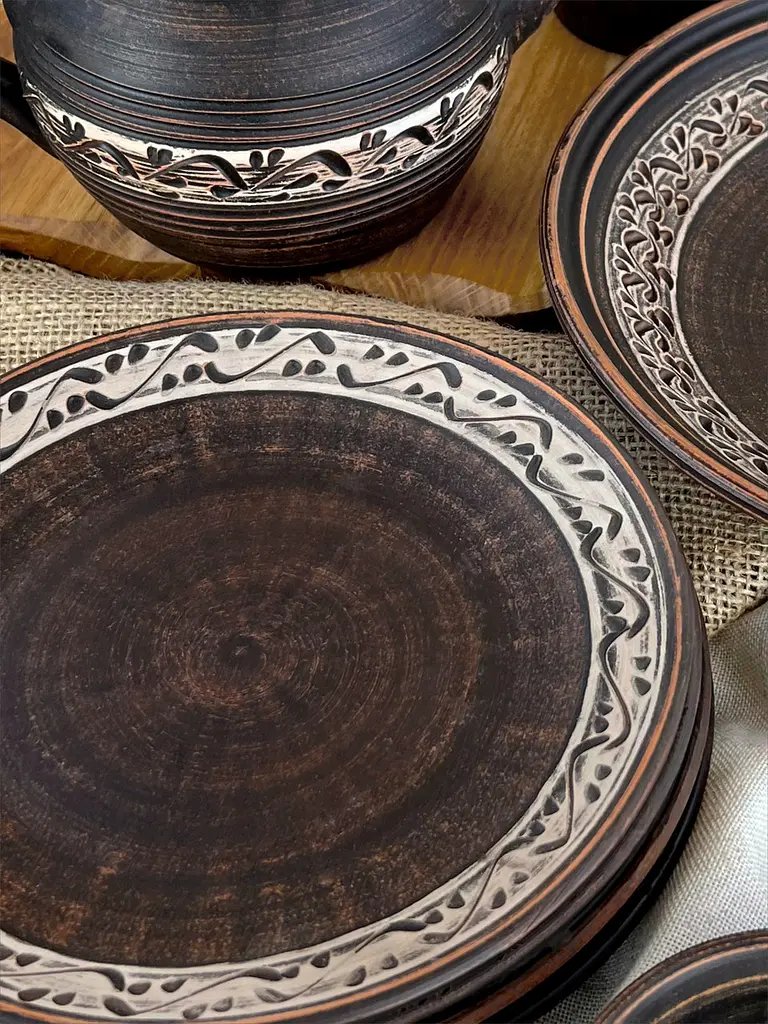 Набір керамічного (глиняного) посуду на 4 особи Ангоб - фото 5