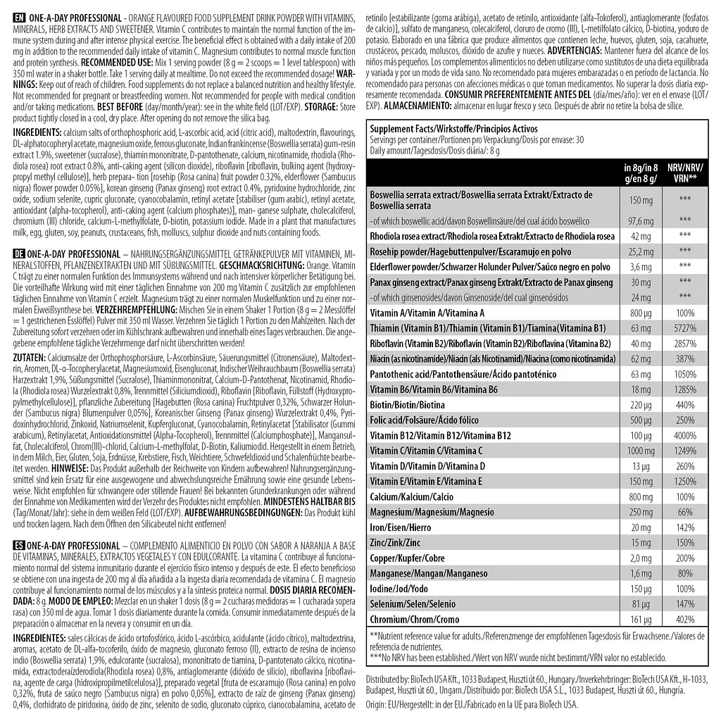 Витаминно-минеральный комплекс BiotechUSA One-A-Day Professional Апельсин 240 г - фото 2