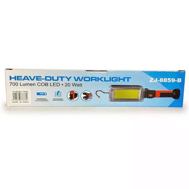 Акумуляторний ліхтар Asson BL-8859B магнітний COB LED 20 Вт з гачком, 2x18650 та USB-зарядкою - фото 3