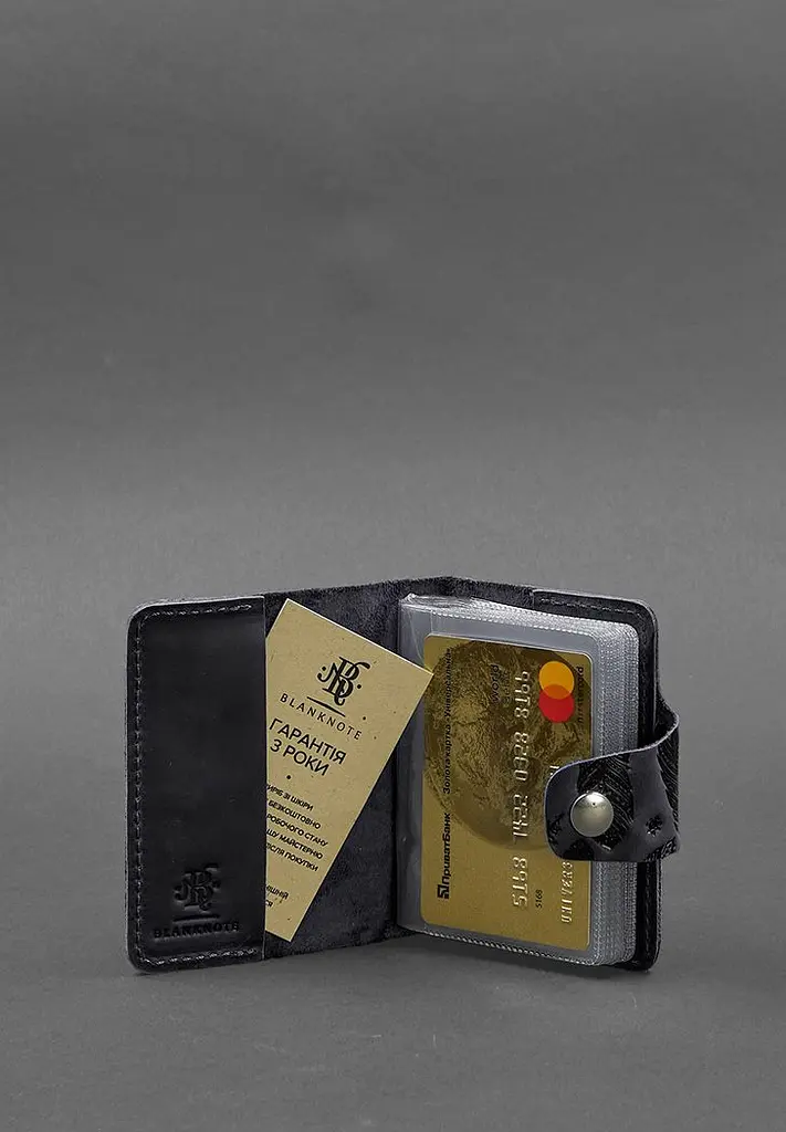 Кожаный кард-кейс 7.1 (Книжечка) синий с перьями Crazy Horse - фото 3