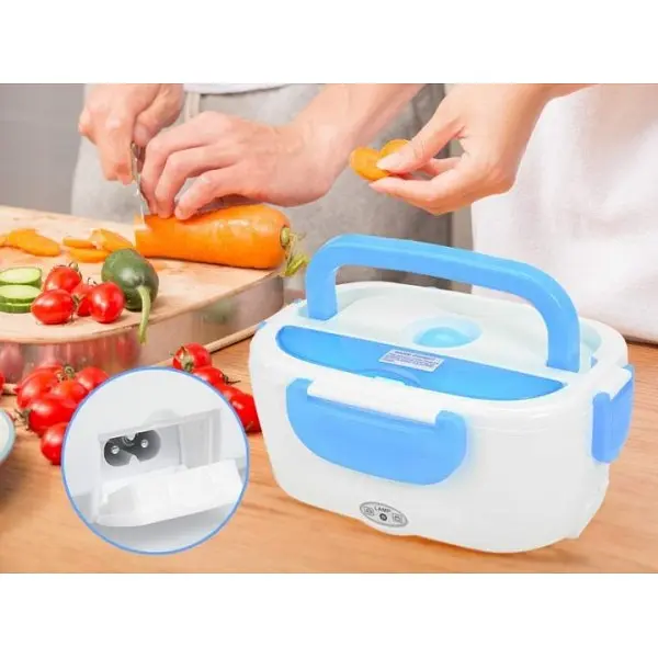 Электрический ланч-бокс контейнер Electronic Lunchbox YS 001 40 W с подогревом термос для еды голубой - фото 7