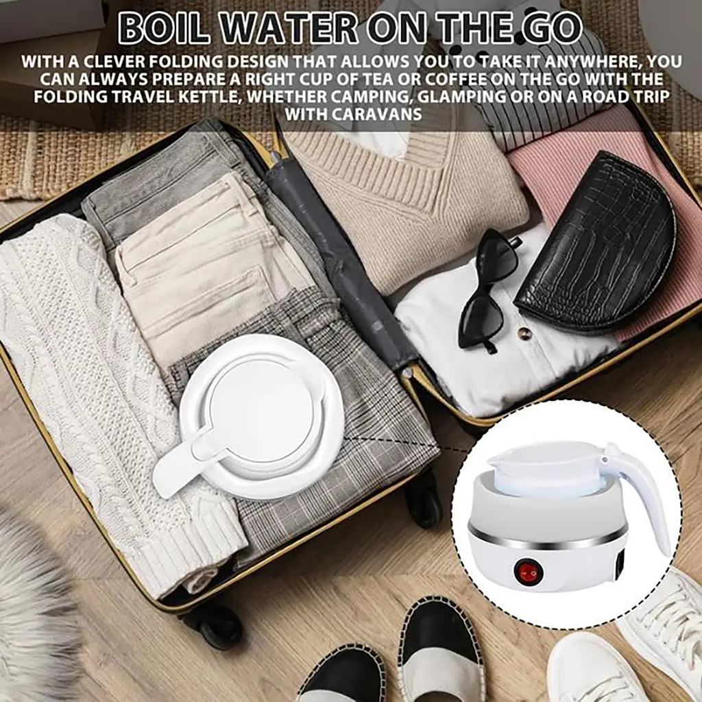 Універсальний силіконовий електричний дорожній чайник HYLLIS Electric Kettle 600 мл, Kitchen Master 87757 - фото 4
