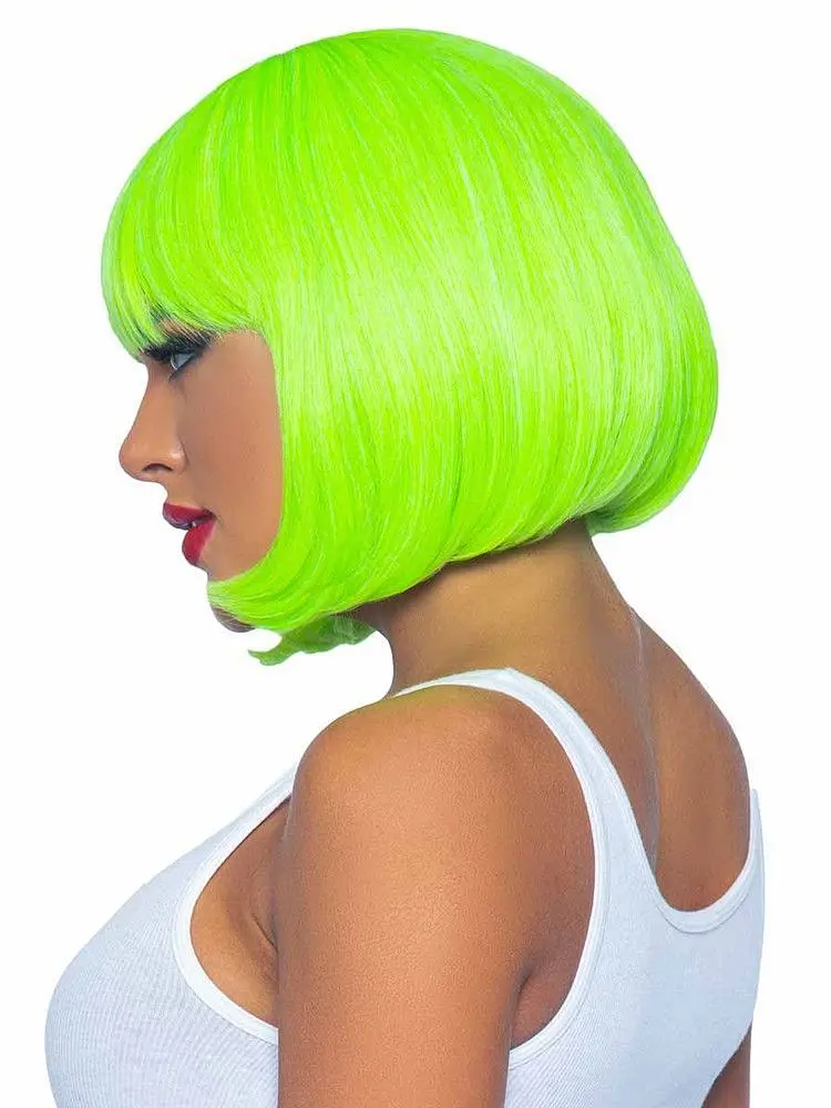 Leg Avenue - 12 Neon short bob wig Neon Green - Перука коротка (неоновий зелений) - фото 2