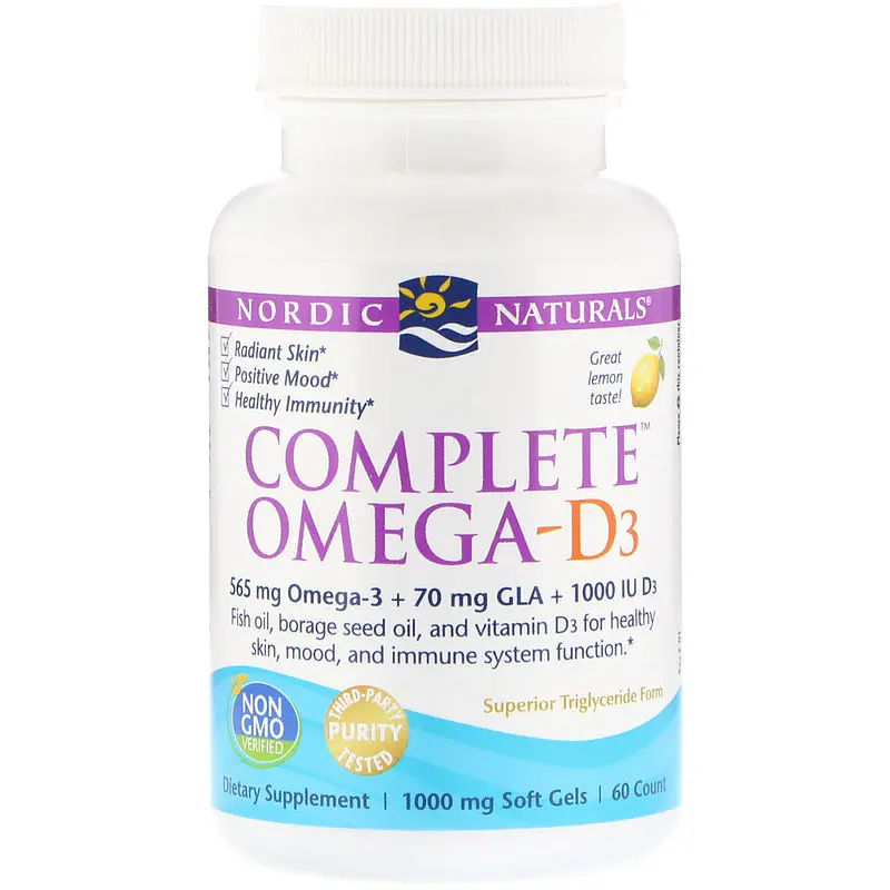 Омега 3 6 9 + Д3 Nordic Naturals Complete Omega-D3 1000 мг 60 капсул Лимон - фото 2