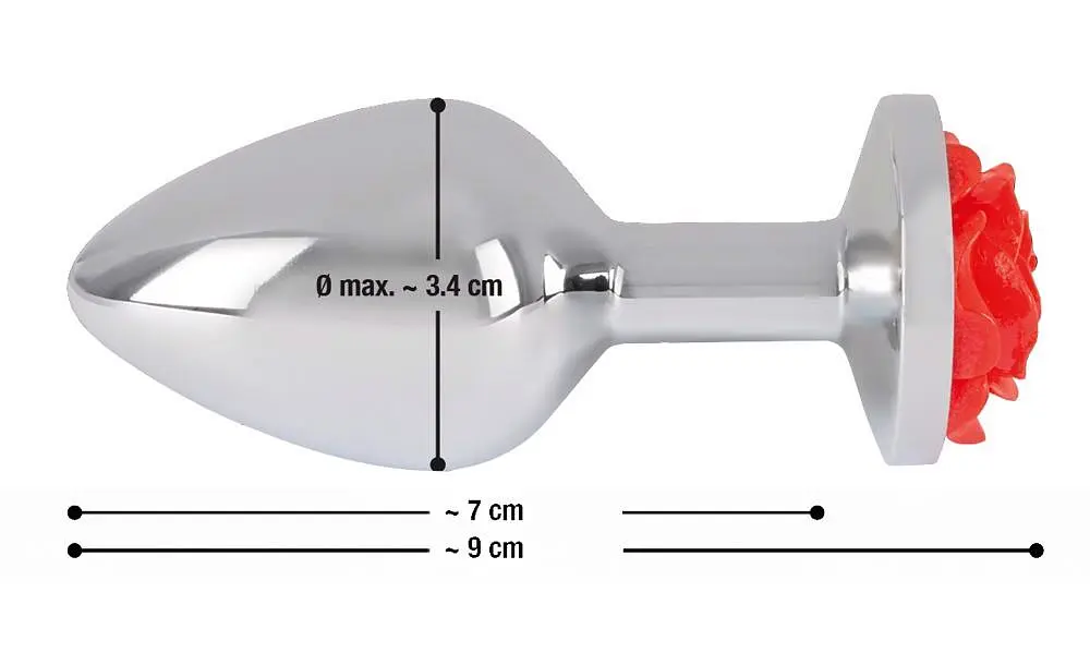 Анальна пробка Rose Butt Plug 9 см (сріблястий) - фото 6