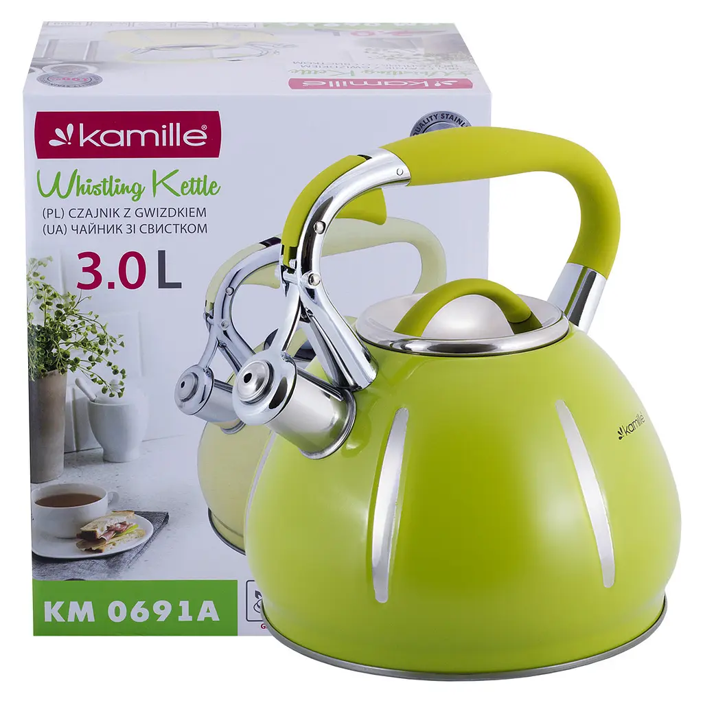 Чайник із свистком Kamille KM-0691A 3 л зелений - фото 9