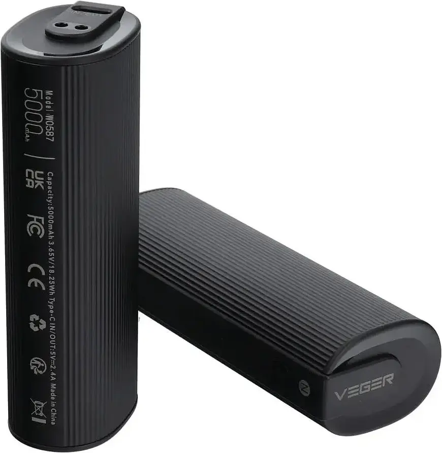Портативний акумулятор-грілка для рук VEGER W0587 Hand Warmer Power Bank (2x5000mAh) 10000mAh black - фото 2