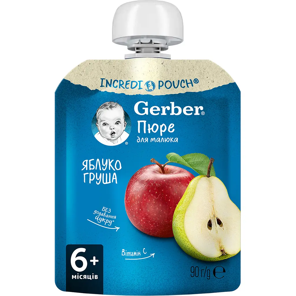 Пюре Gerber Pouch Яблуко і груша 720 г (8 шт. по 90 г) - фото 2